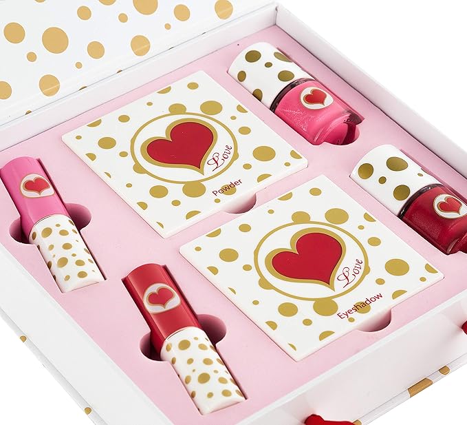 Toysical Makeup Kit for Teens - “LOVE” Makeup Gift Set for Young Teens, Girls or Women - Includes Eyeshadow Palette, Lip glosses, Blushes, Nail Polishes - Full Starter Kit for Beginners