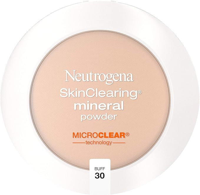 Neutrogena SkinClearing Mineral Acne-Concealing Pressed Powder Compact, Shine-Free & Oil-Absorbing Makeup with Salicylic Acid to Cover, Treat & Prevent Acne Breakouts, Buff 30, .38 oz