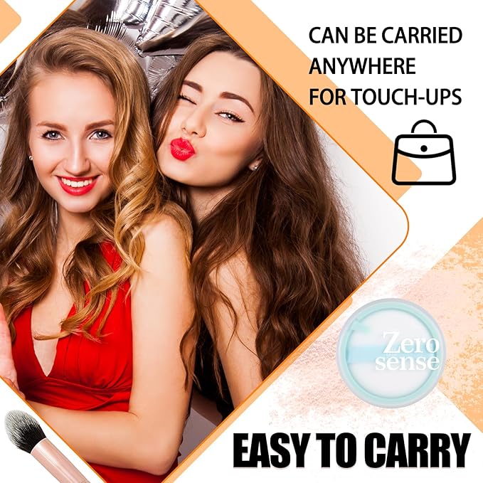 Loose Setting Powder Set with makeup brush,Lightweight Long Lasting Oil Control Loose Face Powder,Translucent Matte Drying Finishing Setting Powder for All Skin Types C