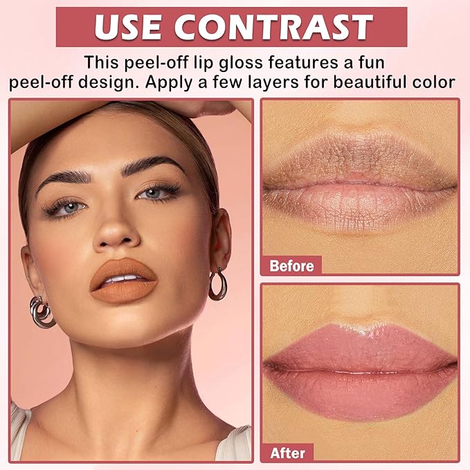 AWCCXMYM 5Pcs Lip Stain Peel Off Lip Tint Stain Matte High Pigment Longlasting Lightweight Peelable Lip Liner Stain for Natural Gloss All Day
