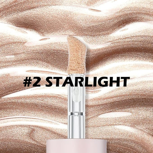 Erinde Liquid Highlighter - Face Highlighter Bronzer Makeup Stick, Natural Glossy Finish, Lightweight Blendable Cream Face Illuminator, Cruelty-free, 02# STARLIGHT