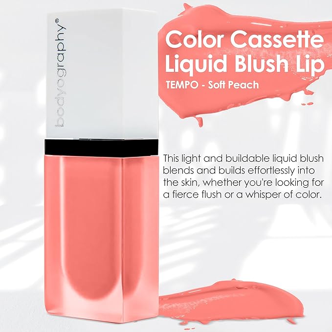 Bodyography Color Cassette Liquid Blush and Lip Tint - Multi Tasking Liquid Blush and Lip Product - Tempo