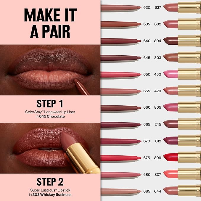 Revlon Colorstay Lip Liner with Built-In Sharpener, Valentine's Day Makeup Gifts for Women, Longwear Rich Colors, Smooth Application, 660 Mauve, 0.01 oz