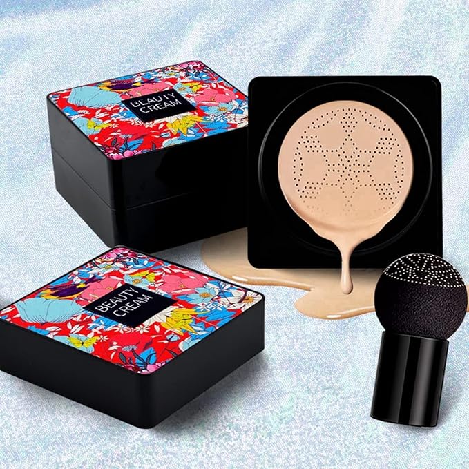 Mushroom Head Air Cushion BB Cream Even Skin Tone Makeup Base PrimerConcealer Lasting Nude Makeup Moisturizing Brightening Pigment CC Liquid Foundation (C-natural)