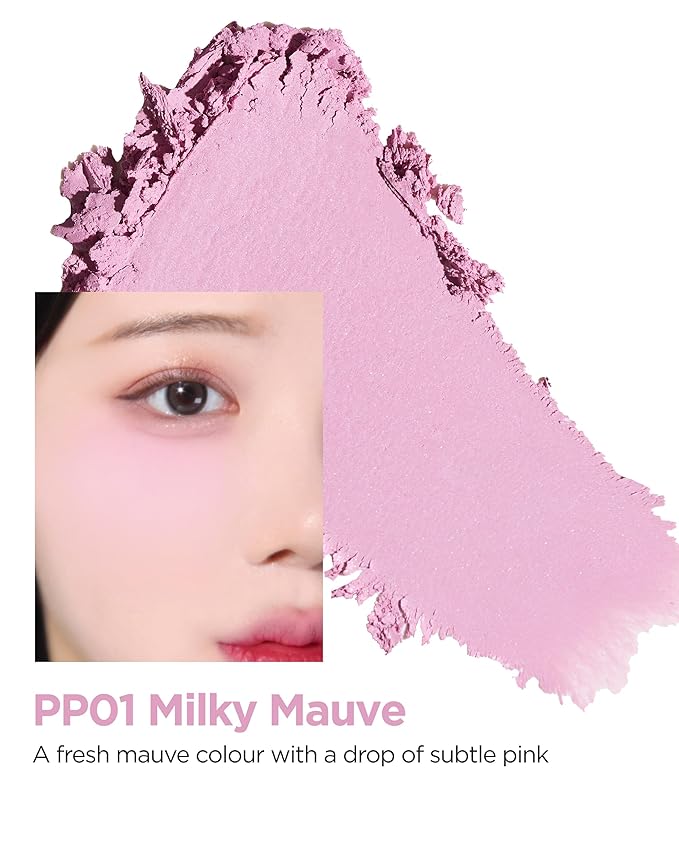 THESAEM Jelly Blusher PP01 Milky Mauve - Velvety Finish Soft Jelly Powder Cheek - Easy Blending Formula- Lightweight, Smooth, Natural Buildable Blusher