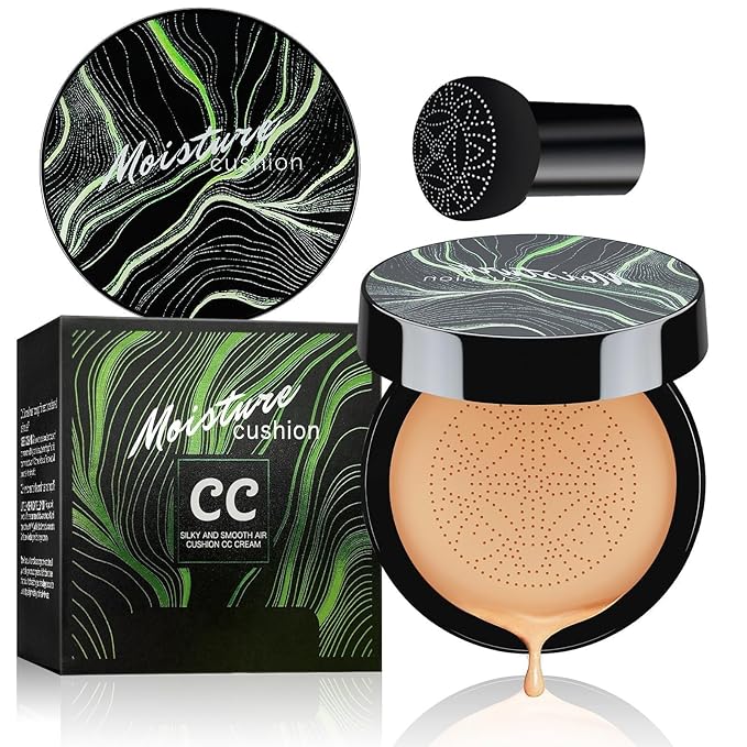 Mushroom Head Air Cushion CC Cream - Long Lasting & Moisturizing BB Cream Brightening Matte Concealer Makeup, Even Skin Tone for All Skin Types (Medium Deep, 3.21 Ounce (Pack of 1))