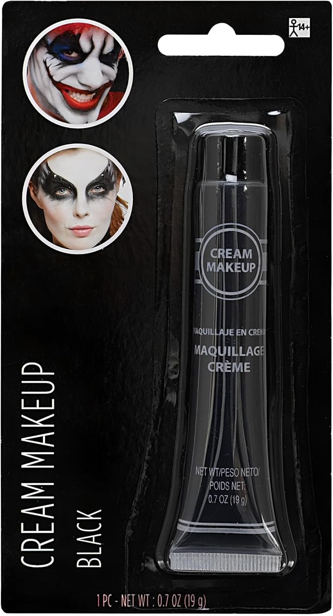 Black Cream Makeup Tube - 0.7 oz. (Pack of 1) - Vibrant Color & Pigmented Perfect for Festive & Creative Looks