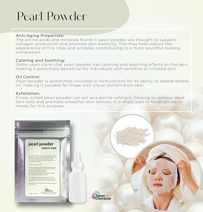 Pure Pearl Powder DIY Cosmetic Grade Pearl Powder For Face, Making Face Mask, Cream And Lotion (4 Ounce / 113 gram)