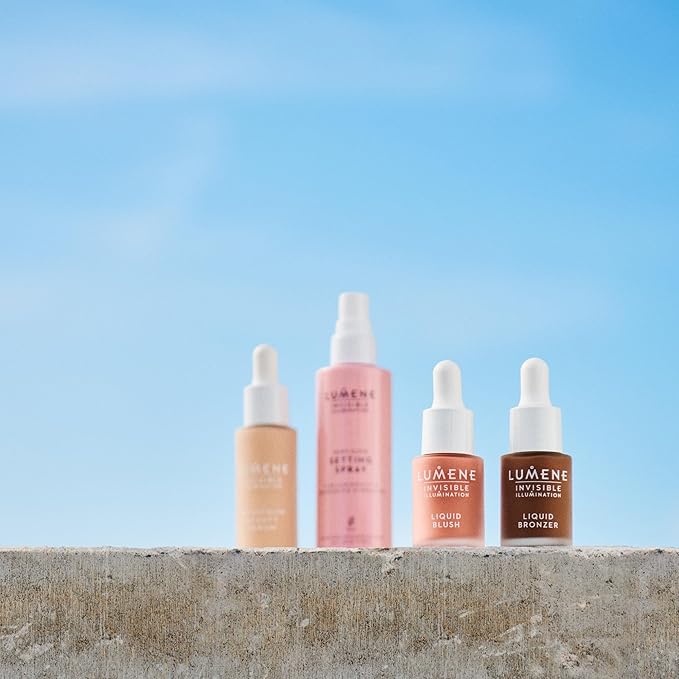 Lumene Invisible Illumination Glow Trio – Dewy Glow Setting Spray (3.4 fl oz), Instant Illuminizer Rosy Dawn (0.5 fl oz), Color Correcting CC Cream Medium (1 fl oz) – Radiant Finish for All Skin Types