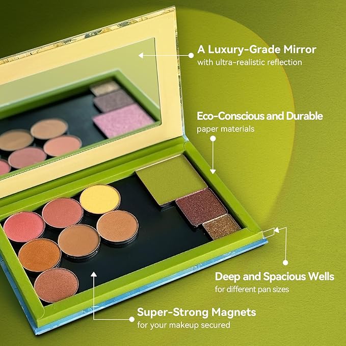 Magnetic Makeup Palette DIY Empty Eyeshadow Lipstick Palette with Mirror 3D Finish Surface Paper Makeup Organizer (Desert Star)