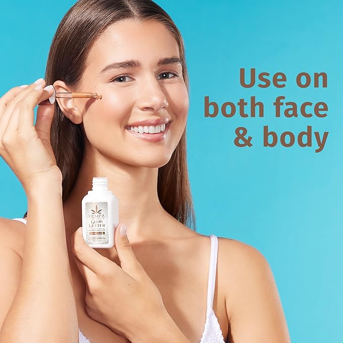 Hempz NEW Glow Getter Instant Bronzing Drops, Dewy Face Bronzer, Hydrating Shimmer, 2 oz.