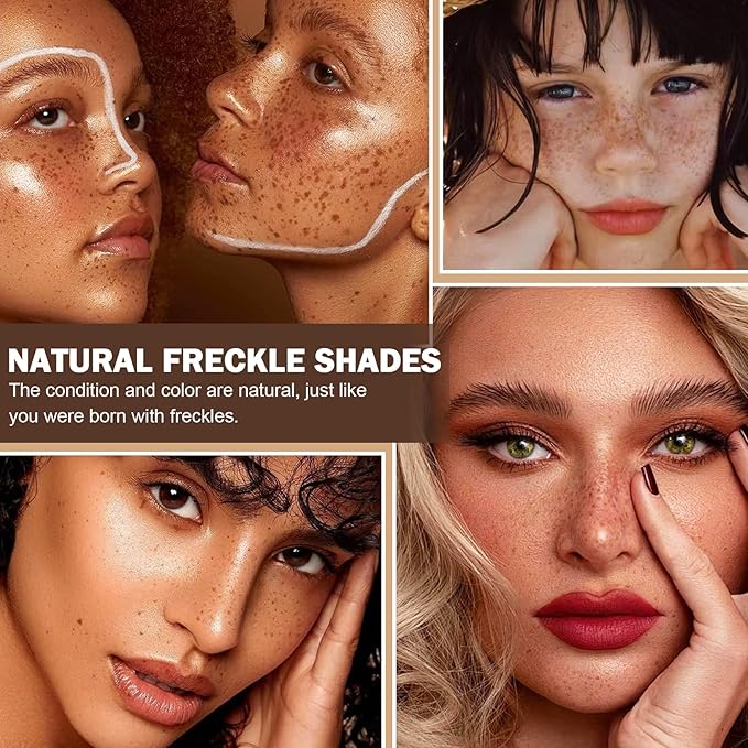 Freckle Pen Fake Freckle Stamp Natural-Looking Quick Dry Cover Blemishes Waterproof Long Lasting Faux Freckles Cushion for Trendy Wild Sunburn Nude Makeup #Saddle Brown