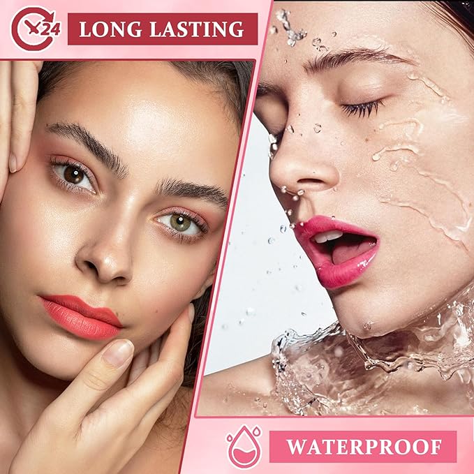 2PCS Velvet Lip Gloss Set, Multipurpose Liquid Lipstick - Long Lasting Waterproof, Non-Sticky, Lip & Cheek Tint - Set C