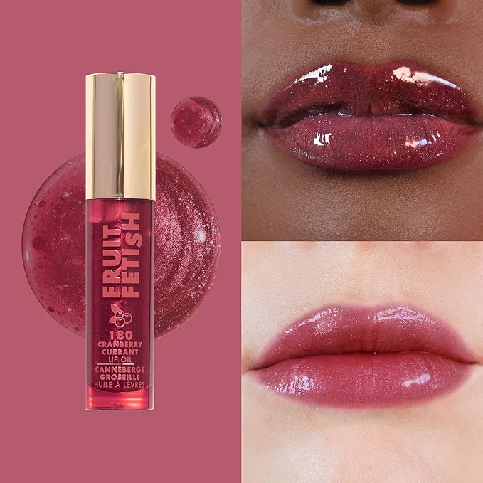 Milani Fruit Fetish Lip Oil with Vitamin E for Instant Hydration, Fruit Extract Infused Lip Treatment and Moisturizing Lip Gloss - Cranberry