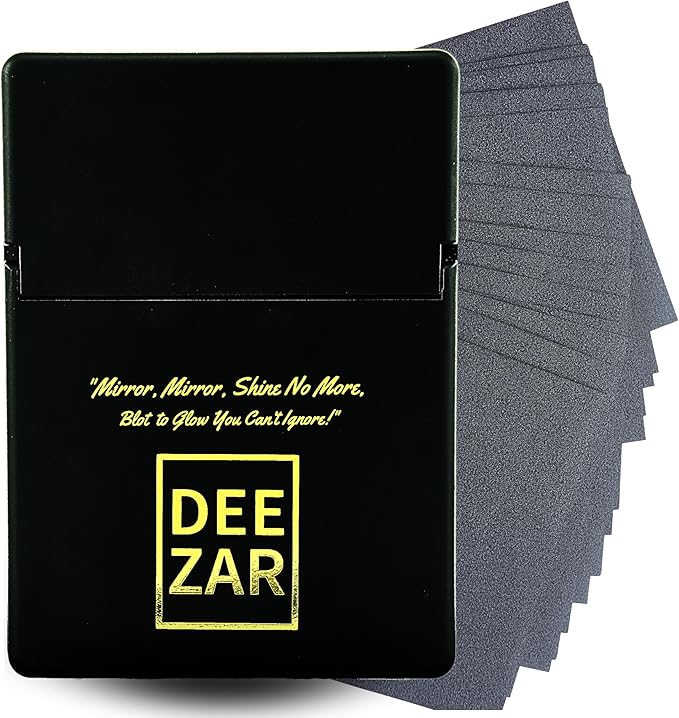 Premium Oil Blotting Sheets for Face with Compact Mirror Case, Bamboo Charcoal – Ultra-Absorbent, Portable, Makeup-Friendly, 50 Thick Sheets for Oily Skin, Ideal for Quick Oil Control