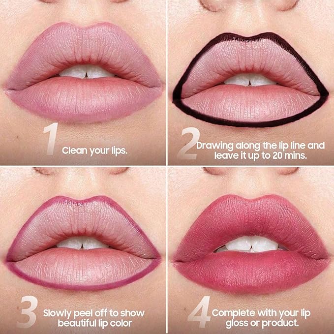 Lip Stain - Lip Liner Stain, Long-Lasting Moisturizing Lip Liner Peel Off, Waterproof Lip Tint with Matte Finish Stay On All Day, Transfer-Proof, Instant Peel Off Lip Stain (Rose)