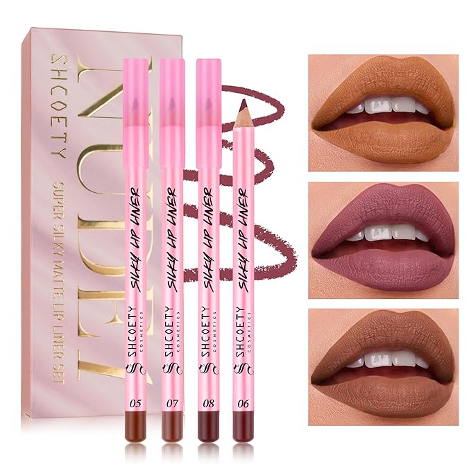 Shcoety 12-piece Nude Lip Line Set, Natural Lip Kit, Smooth Matte Lipstick Pencil (12 color, Set C)