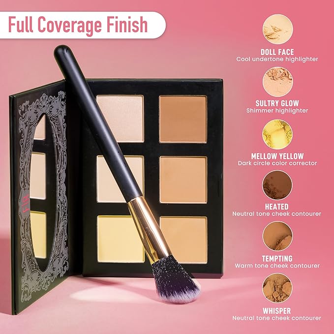 Frankie Rose Cosmetics Pro Contour Palette - Long-Wearing, Matte Finish Highlight Shades With Complementary Contour, Color Correctors & Shimmer Highlight Tones For All Skin Types