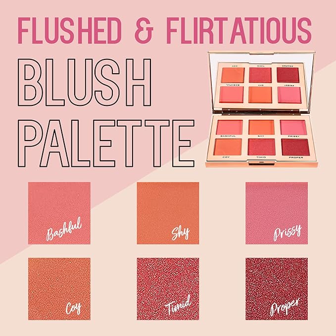 Skone Flushed & Flirtatious Make up Blush Palette - Blush Makeup as Eyeshadow, Blush, Highlighter in One Palette - Matte & Shimmer Glow of Pink & Peach Colors of Professional-grade Formula Cosmetics