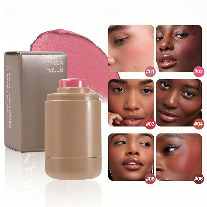 MAEPEOR Matte Blush Stick Creamy Natural Looking Finish Face Blush Long-Lasting Lightweight Buildable Blushes Stick for Cheeks (Color H02)