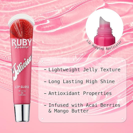 Ruby Kisses Jellicious Mouth Watering Lip Gloss (JLG07&JLG10&JLG13) Long Lasting Shine