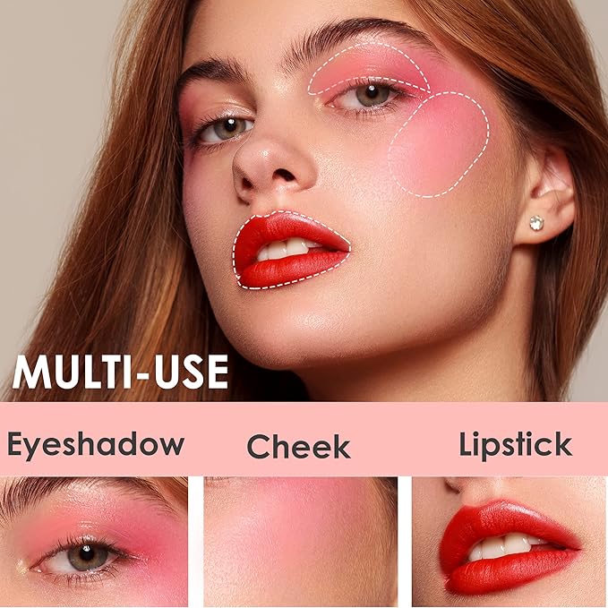 POPMISOLER Liquid Blush for Cheeks, Natural Matte Blush Wand with Cushion Applicator Long-wearing Soft Cream Blush Stick for Cheeks and Lips Blendable Stick Blush Makeup Liquid Cheek Blush, Peach Pink