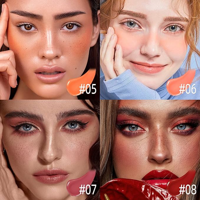 Liquid Blush for Cheeks, Soft Cream Blush with Cushion Applicator, Dewy Finish Matte Velvet Texture, High-Pigmented Blendable, Long-Wearing Rubor Makeup | #06 CHEERY-Peachy Pink