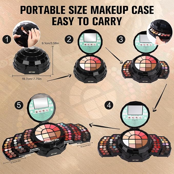 110 Colors Makeup Kit for Women Girl Full Kit Gift Set with Mirror All in One Make up Palette Included Eyeshadow Glitter Lipstick Concealer Eyeliner Eyebrow Highlighter Contour Blusher Compact PowderY