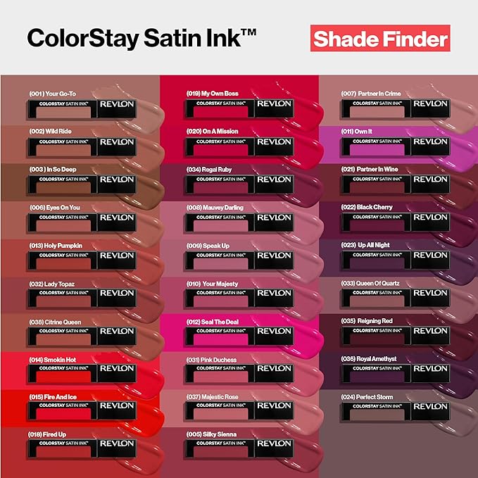 REVLON ColorStay Satin Ink Crown Jewels Liquid Lipstick, Longlasting & Waterproof Lipcolor, Moisturizing Creamy Formula Infused with Black Currant Seed Oil, 036 Royal Amethyst, 0.17 fl oz.