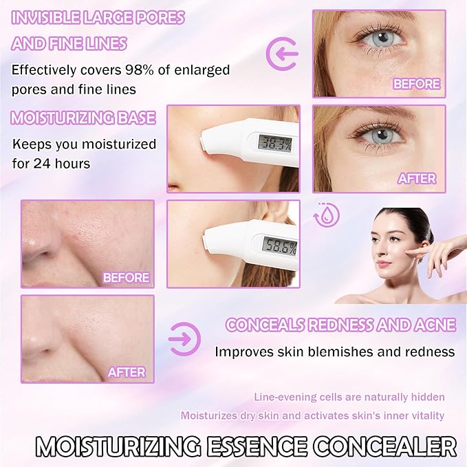 One Step Color Corrector,Color Correcting Facial Serum,Invisible Pore Face Makeup Primer,Oil Control Isolation Cream,Moisturizing Concealer Foundation for Women