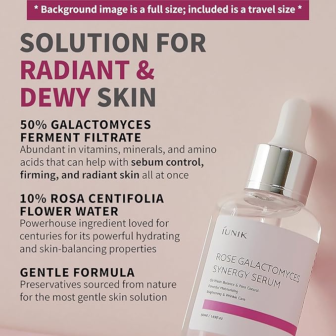 IUNIK Calendula Jojoba Oil Cleanser Gentle Makeup Remover Pore Cleansing Oil & Rose Galactomyces Synergy Serum, Tea Tree Relief Serum, Propolis Vitamin Synergy Serum Trial Travel Kit Korean Skincare