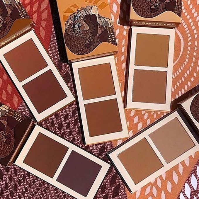 Juvia's Place Bronzed Duo Bronzer Deep Dark - Soft Matte Bronzer, Contour Pressed Powder, Long-Wearing & Buildable Bronzing - Suitable for Very Dark to Rich Chocolate Skin Tone