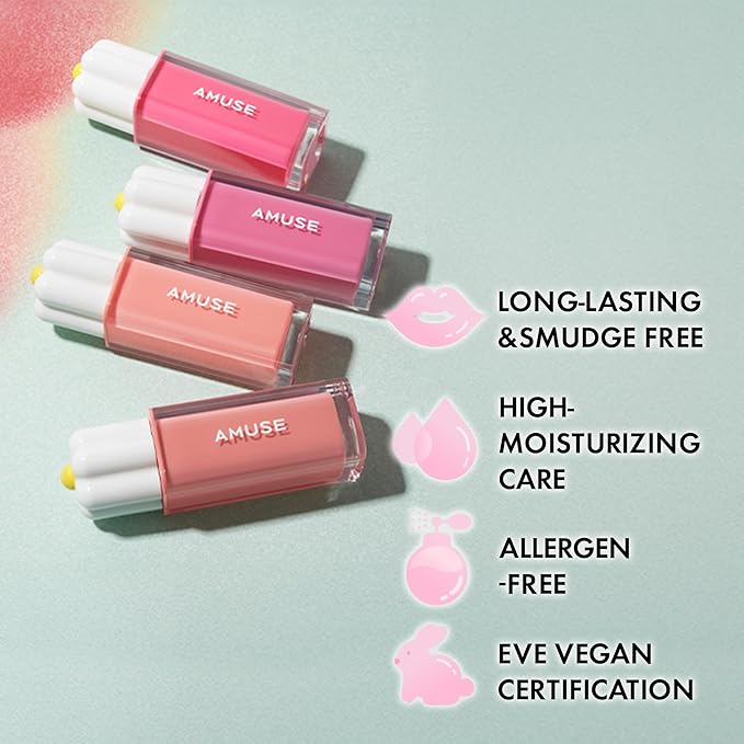 Amuse SEOUL Daisy Flower Dew Tint 01 LA VIE EN CORAL | 35% High-moisture Water Tint, Long-lasting, Vitamin E, Moisturizing, No Peel Off, Lip Treatment, Non Sticky, Korean Lip Tint for Dry Lips