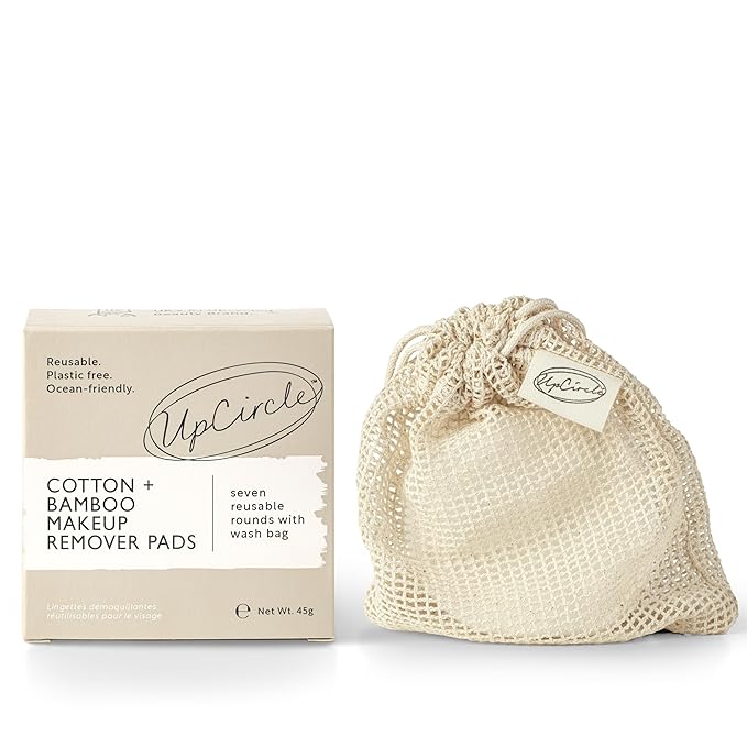 UpCircle Reusable Luxury Makeup Remover Cotton Pads - 7 Triple-Layer Hemp to Remove Waterproof Mascara with Washable Laundry Bag - Eco Friendly Sustainable Zero Waste Cleansing Rounds