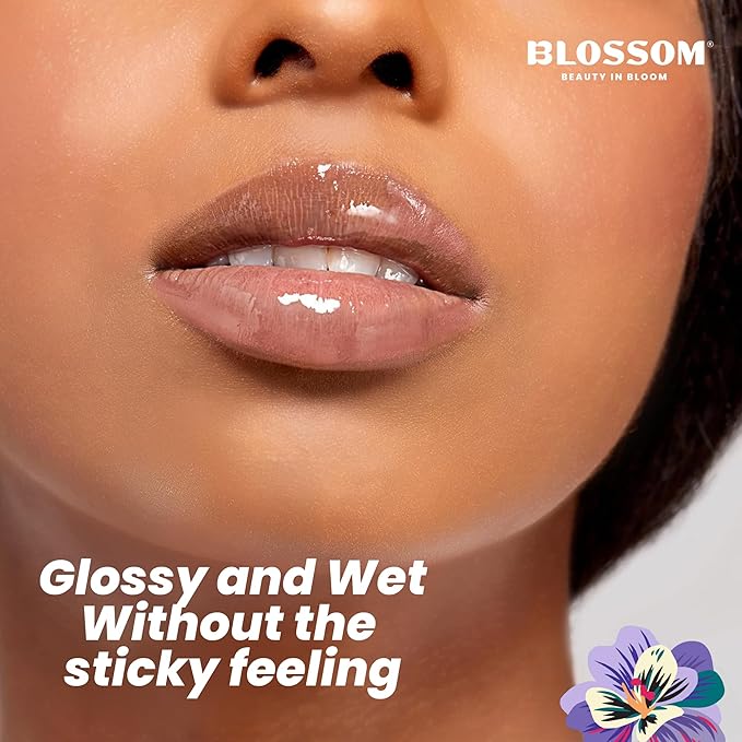 Blossom Lip Gloss Tubes, Pickle Scented Thick Clear High Shine Moisturizing Flower Lip Gel with Nourishing Jojoba Seed Oil, Infused with Real Flowers, 0.3oz, Pickle