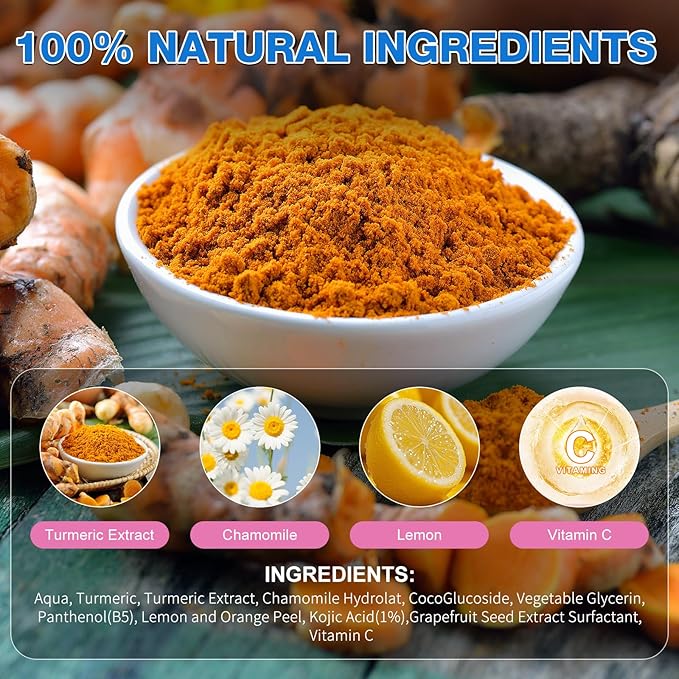 Turmeric Cleansing Pads Kojic Acid Turmeric Cleansing Pads, Face Turmeric & Kojic Acid Pads for Dark Spots, Glow Up Acne Scars, Unclog Pores, Enriched Vitamin C,Gentle & Non-Irritating