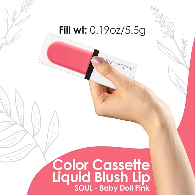 Bodyography Color Cassette Liquid Blush and Lip Tint - Multi Tasking Liquid Blush and Lip Product (Baby Doll Pink)