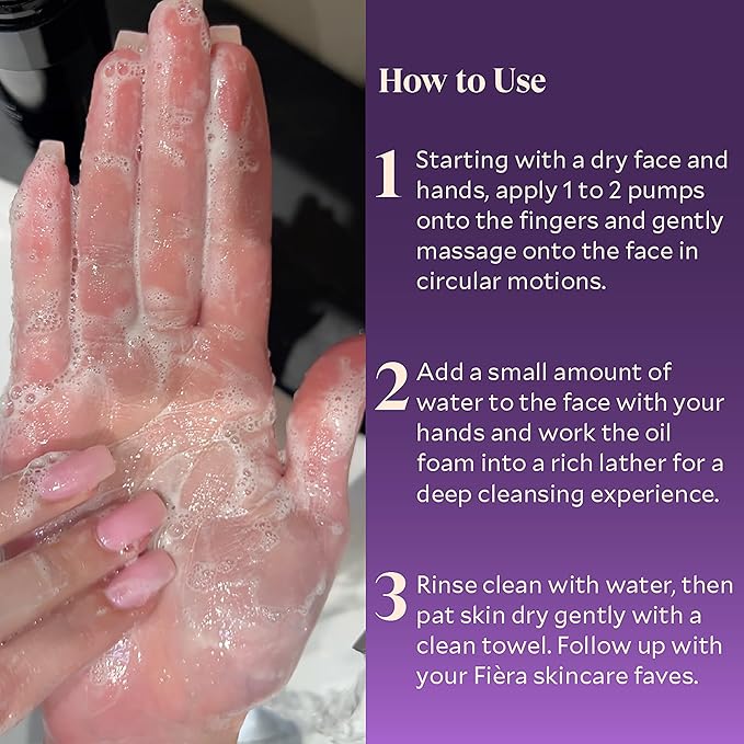 FIÈRA Oil to Foam Daily Facial Cleanser – Truffle Oil Complex, Fermented Plant Oils & Glycerin, Moisturizing and Nourishing, Soap-Free, Cruelty-Free, All Skin Types, 110ml 3.88 fl oz