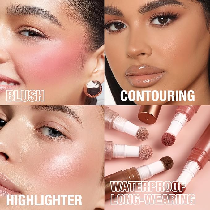 Blush Stick,Liquid Blush Stick,Silky Smooth Creamy Formula,Lightweight Blendable Blush Rouge Stick,Naturally Sculpted Look Professional Beauty Makeup Blush (01/03/05)