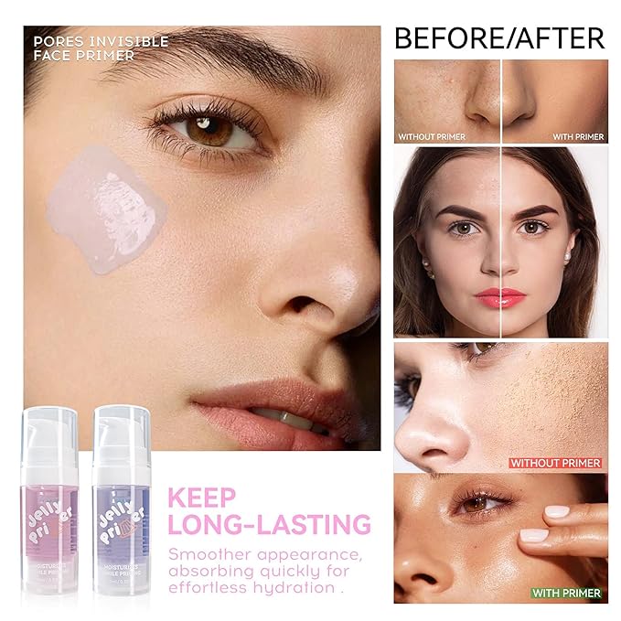 Hydrating Jelly Primer - Smoothing & Deep Moisturizing Base Primer for Dry & Cracked Skin, Long-Lasting Face Primer for Women, 0.33Oz(#03)
