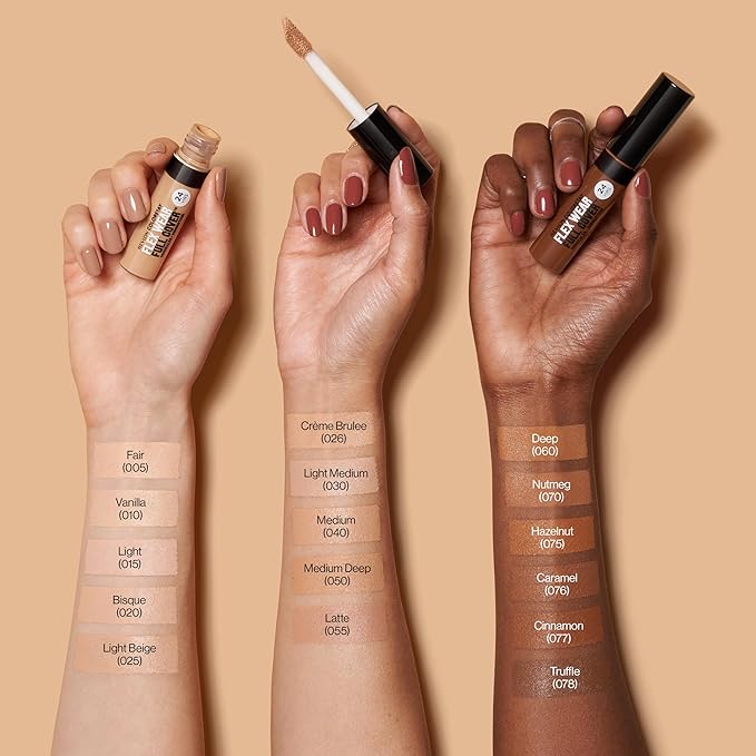 Revlon ColorStay Flex Wear, Full Cover Non-Creasing Concealer, Infused with Hyaluronic Acid & Vitamin E, Flexible Longwear, 060 Deep, 0.34 Fl Oz