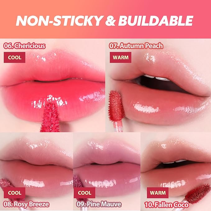 MILKTOUCH Jelly Fit Glow Lip Tint - Hydrating Lip Gloss with Long-Lasting Moisture, Color Stain, Lightweight Formula, Radiant Shine, Perfect for Daily Use, Korean Lip (05 Apple Pom, 4ml)