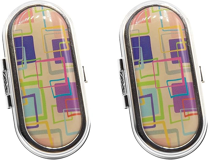 Stephanie Imports Set of 2 Clip-On Round Lipstick Mirrors (Throwback Squares)