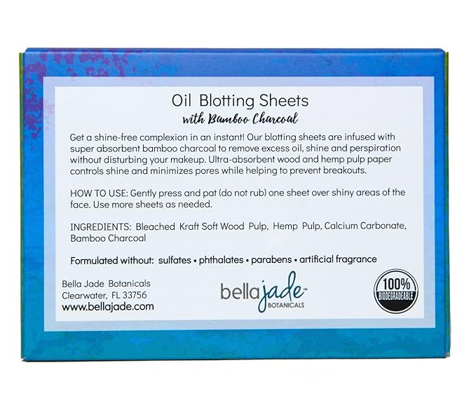 Oil Blotting Paper Sheets – Instantly Absorbs Excess Oil and Shine from Face without Smudging Makeup – Large size, 200 Tissues … (charcoal)
