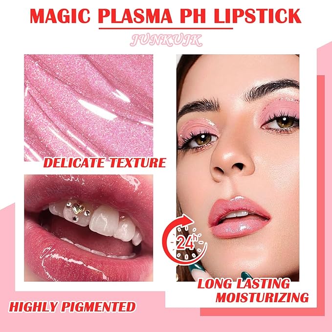 2PCS Lip Oil and Color Changing Lipstick Set,Magic Jelly PH Lipstick,Moisturizing Color Change Lipstick,Lip Stain Long Lasting Waterproof Tinted Lip Balm Set,Hydrating Lip Glow Oil for Women