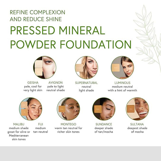 Honeybee Gardens Pressed Mineral Powder Foundation Refill, Supernatural, Neutral Light Shade, Adjustable Coverage, Natural Finish, With Botanical Extracts And Vitamin E, 7.5g
