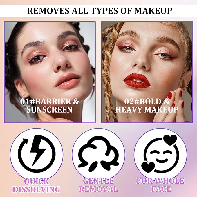 Deep Cleansing Gentle Makeup Remover Cleansing Water Kit with Soft Makeup Remover Cotton Pads for All Skin Types,Hydrating Facial Cleanser Make Up Micellar Remover Liquid for Women and Men