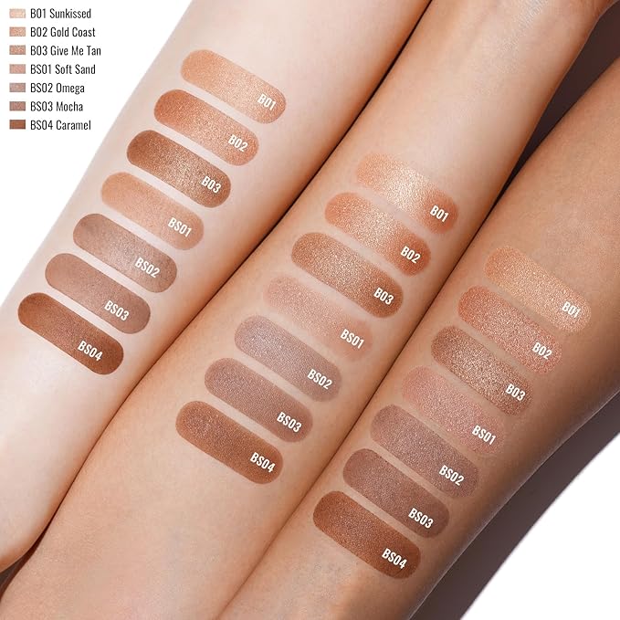 Oulac Matte Bronzer Powder Face Makeup with Mirror - Natural SunKissed Bronzer Look,Highly Pigmented Cream Bronzer, Long Lasting Glow, Easy to Blend, Vegan & Cruelty-Free BS03, 【BS03 Mocha】