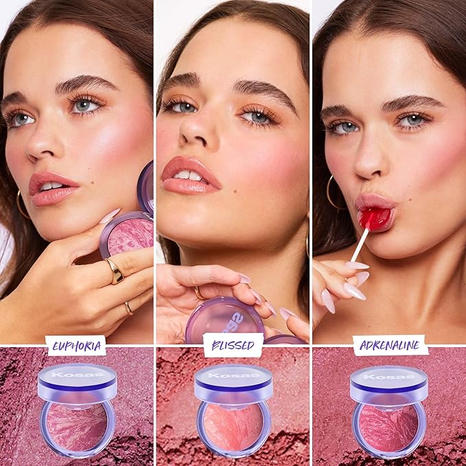 Kosas Blush is Life –Talc-Free Dimensional Blush Baked with Squalane & Hyaluronic Acid – Long Wear, Safe for Sensitive Skin - Euphoria
