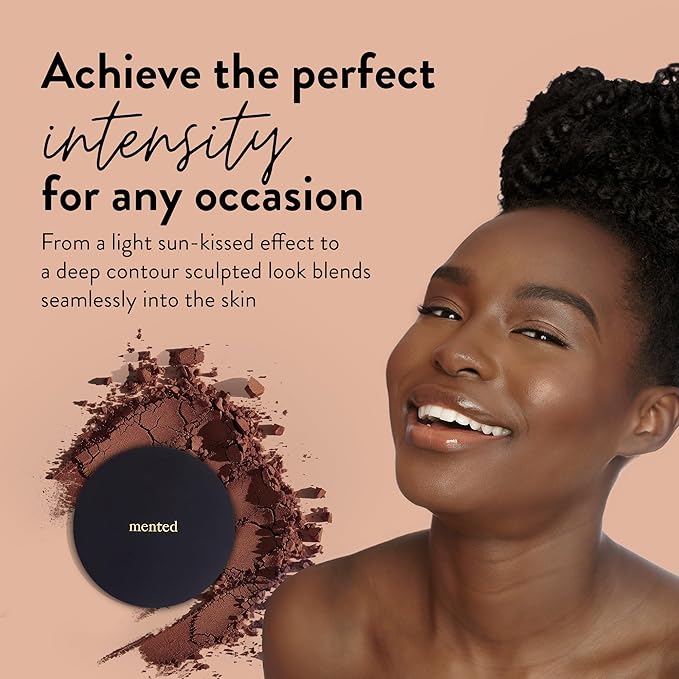 Mented Cosmetics Stick Foundation, Concealer & Contour Stick for Dark Skin, Cream Foundation for Black Women Makeup, T30 + Highlighter Bronzing Powder Palette with Vitamin E + A, 0.35oz, Vacay Bundle